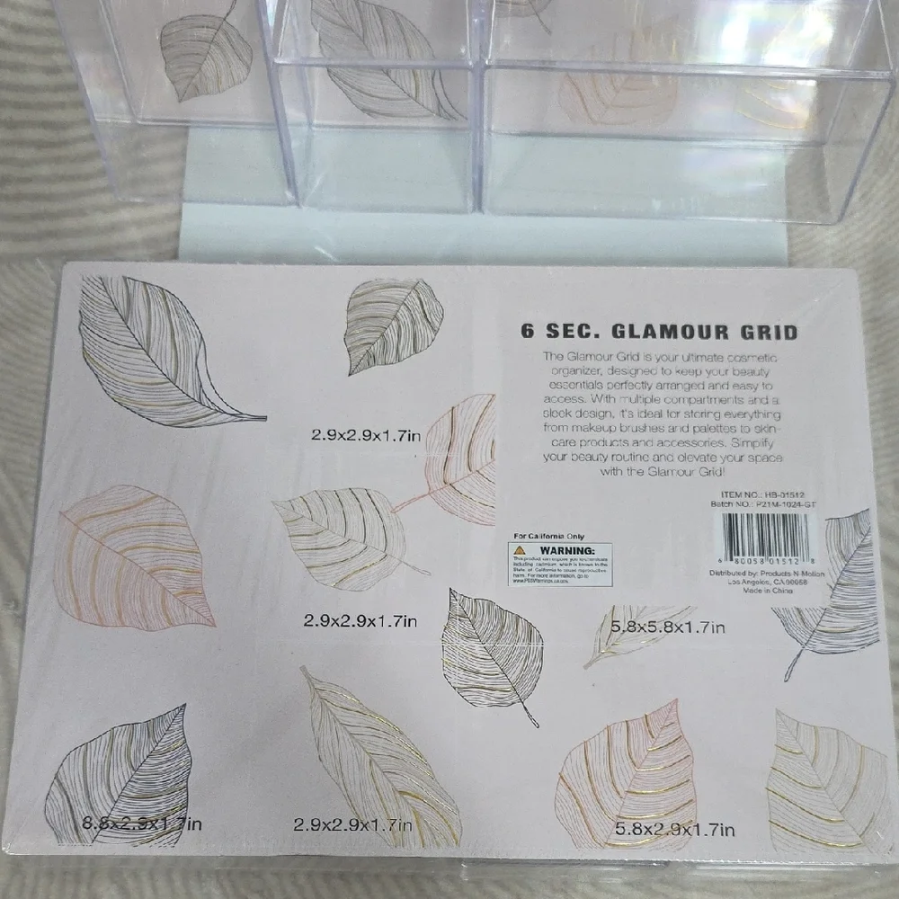 Nolee and Co. 6 Piece Glamour Grid Clear Acrylic Organizer - New Set of 2